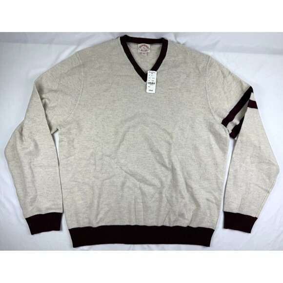 NWT Brooks Brothers Mens Size XL Merino Wool V-Neck Sweater - Picture 1 of 7